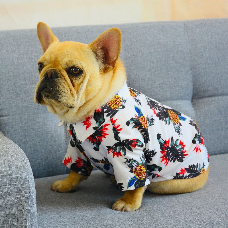 Hawaiian Pet Clothes Plant Flower Pet Shirt Pring Og Sommer Slitasje Tynne Hunde Katteskjorter