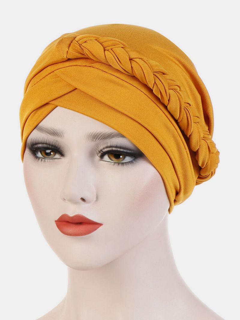 Jassy Milk Silk Ensfarget Bandana Hat Beanie Hat