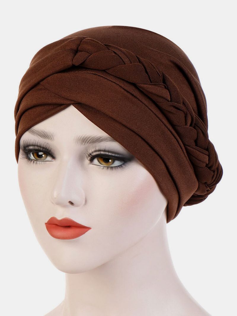 Jassy Milk Silk Ensfarget Bandana Hat Beanie Hat