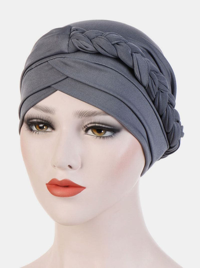 Jassy Milk Silk Ensfarget Bandana Hat Beanie Hat