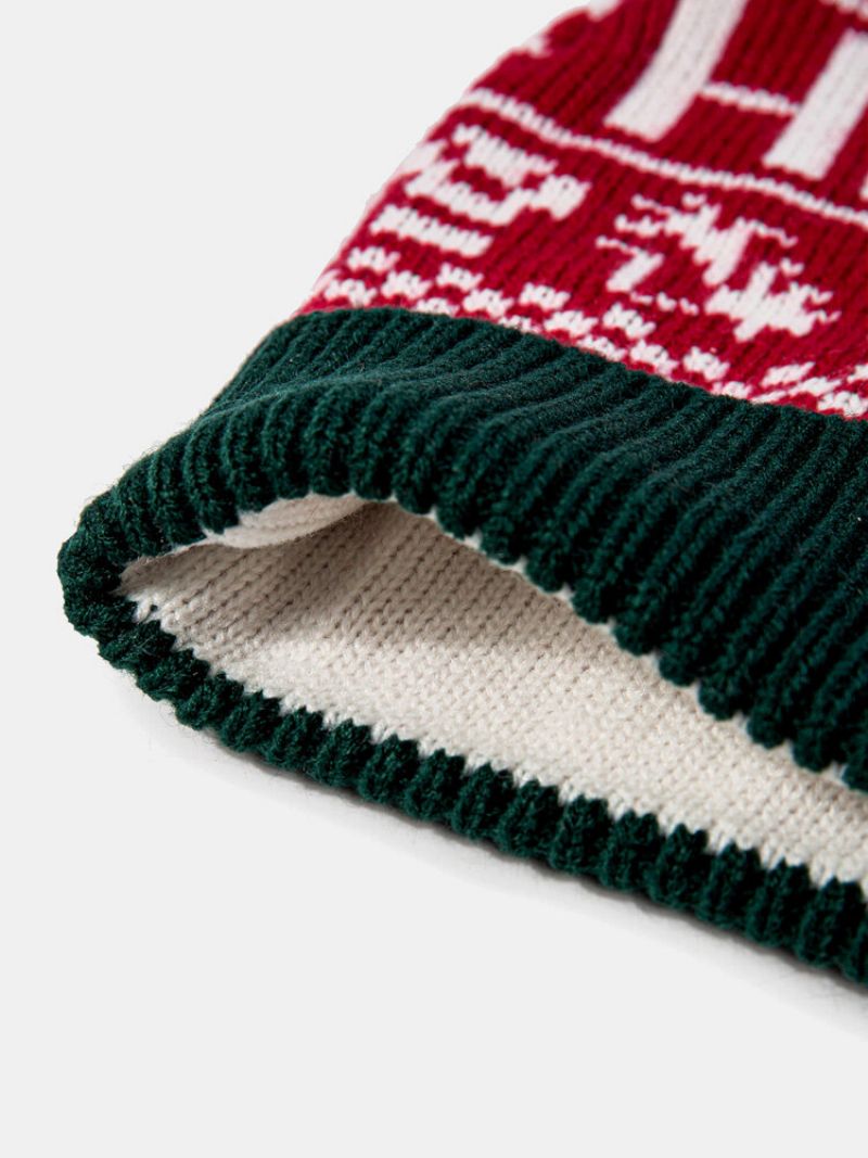 Kvinner Akryl Faux Cashmere Strikket Snowflake Bokstaver Mønster Pels Ball Dekorert Beanie Hat