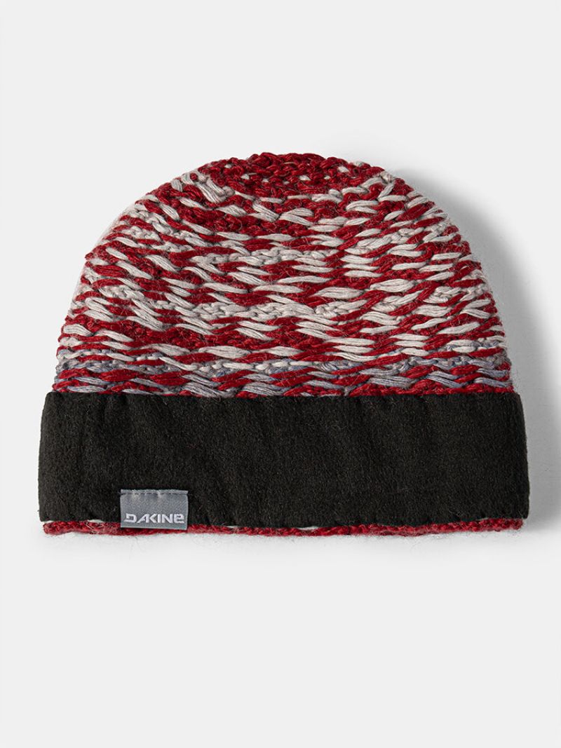 Kvinner Blandet Farge Twist Knitted Jacquard Plus Velvet Warmth Brimless Beanie Hat