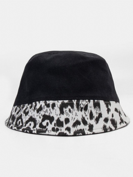 Kvinner Bomull Leopard Mønster Print Patchwork Mote All-match Sunscreen Bucket Hat