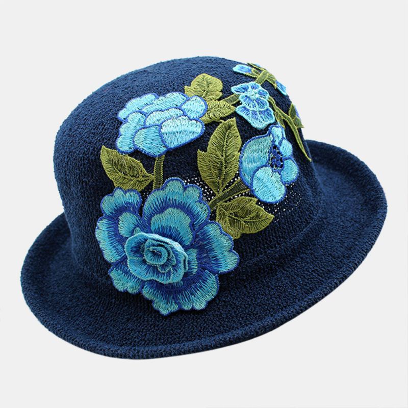 Kvinner Broderi Trykt Stråhatt Etnisk Stil Retro Solhatt