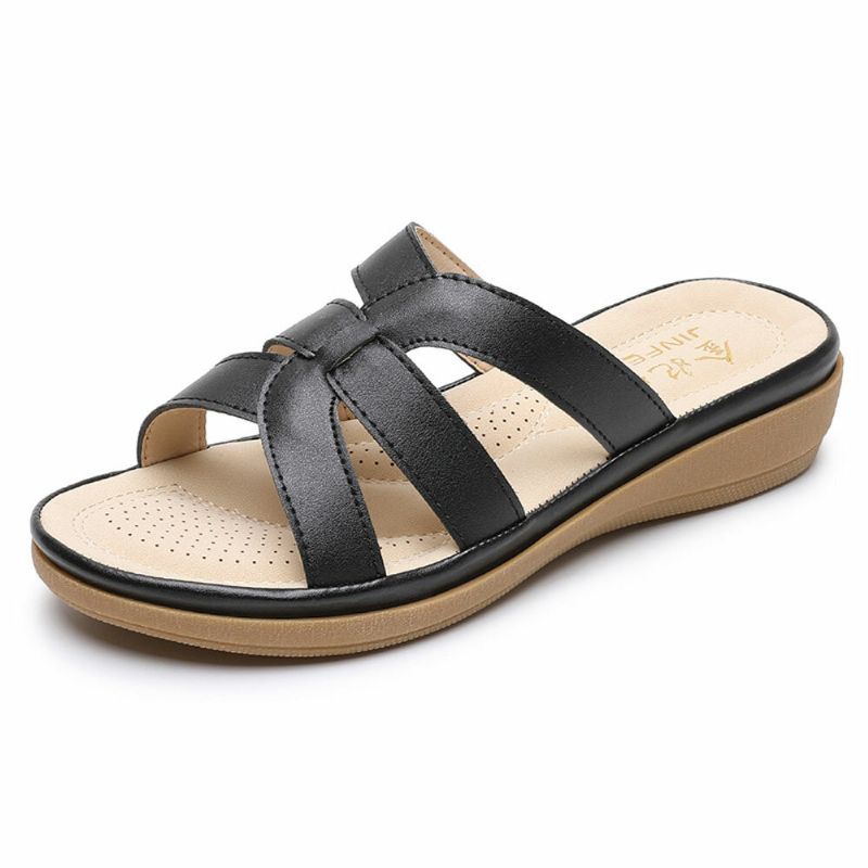 Kvinner Cut-out Pustende Bærbare Comfy Casual Beach Wedges Tøfler