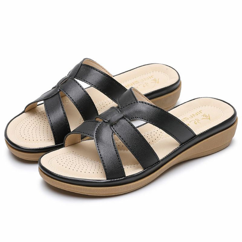 Kvinner Cut-out Pustende Bærbare Comfy Casual Beach Wedges Tøfler