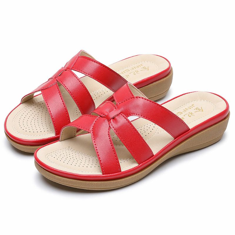 Kvinner Cut-out Pustende Bærbare Comfy Casual Beach Wedges Tøfler