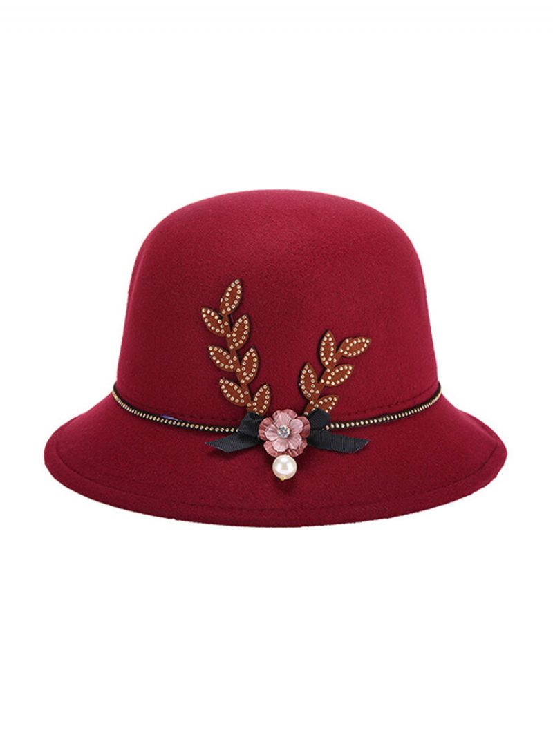 Kvinner Elegant Filt Fedoras Topphatt Uformell Floral Bowknot Dekorasjon Bøttehatt