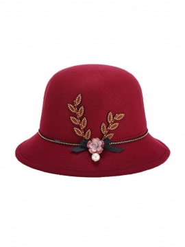 Kvinner Elegant Filt Fedoras Topphatt Uformell Floral Bowknot Dekorasjon Bøttehatt