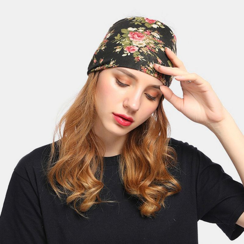 Kvinner Floral Kreft Chemo Hat Beanie Skjerf Turban Head Wrap Cap