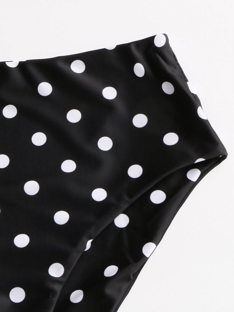 Kvinner High Waist Bikini Polka Dot Tie Front Volangermer Badetøy