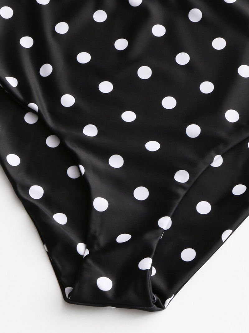 Kvinner High Waist Bikini Polka Dot Tie Front Volangermer Badetøy