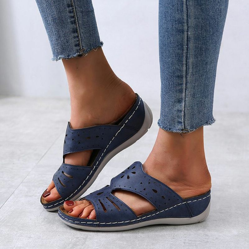 Kvinner Hollow Comfy Non Slip Casual On Wedges Tøfler