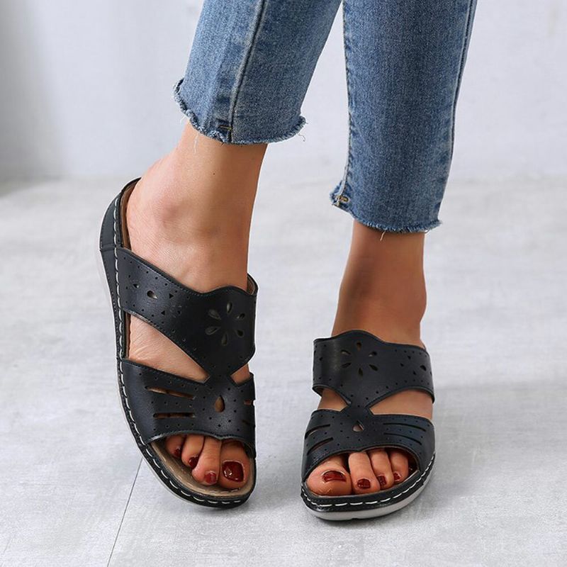 Kvinner Hollow Comfy Non Slip Casual On Wedges Tøfler