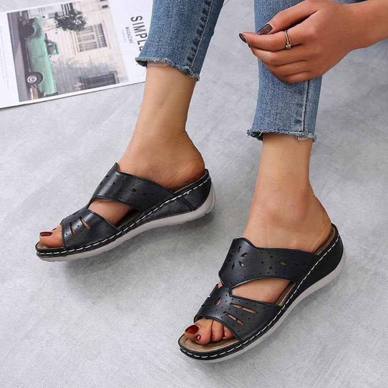 Kvinner Hollow Comfy Non Slip Casual On Wedges Tøfler