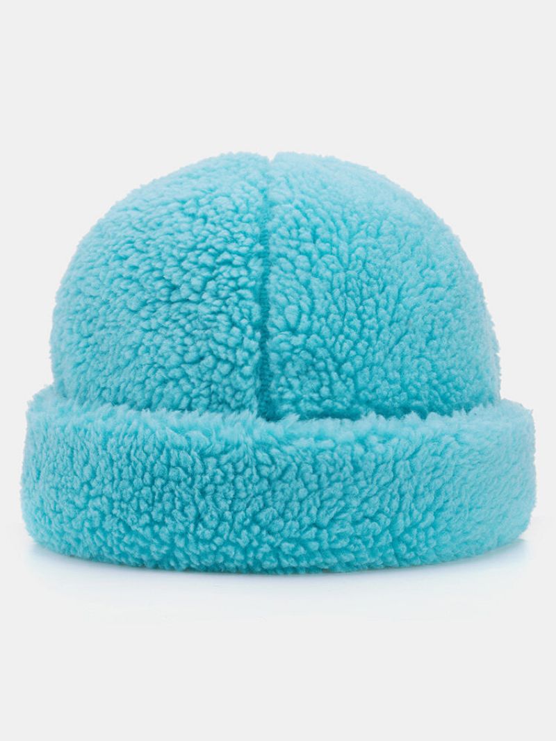 Kvinner Lam Cashmere Ensfarge All-match Brimless Beanie Landlord Cap Skull Cap