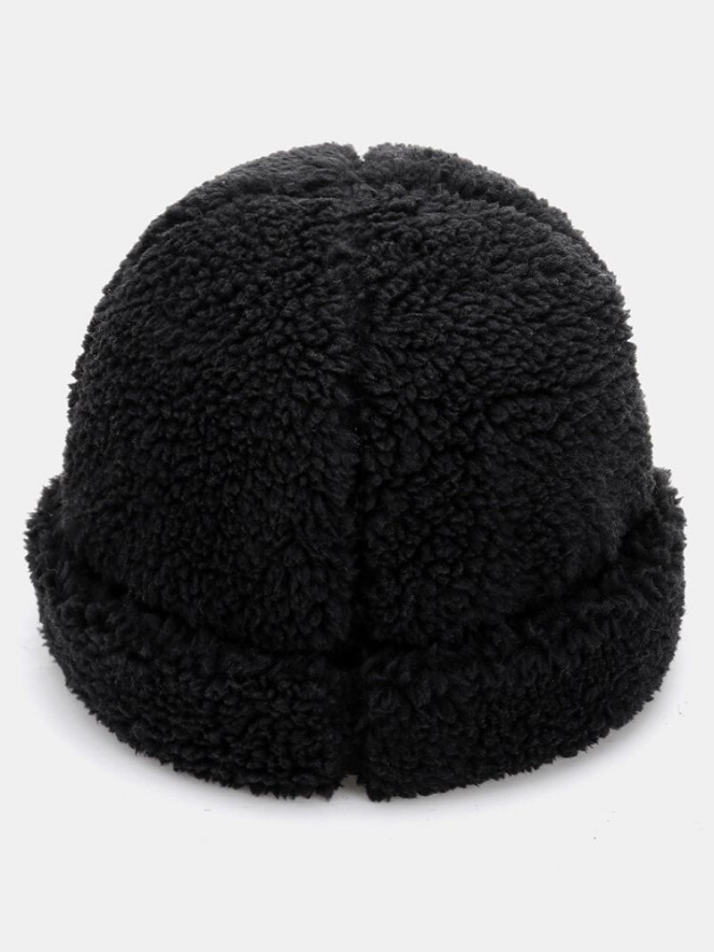 Kvinner Lam Cashmere Ensfarge All-match Brimless Beanie Landlord Cap Skull Cap