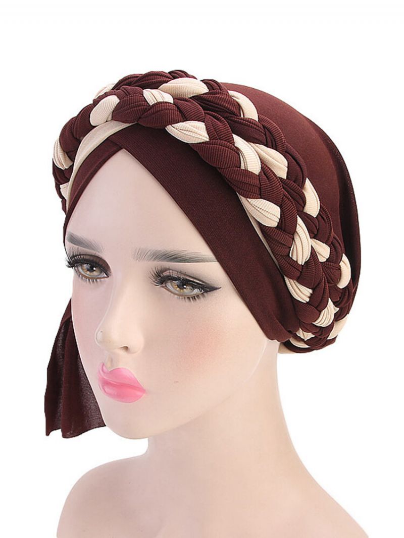 Kvinner Mykt Brodert Pannebånd Flerfarget Twist Braid Turban Cancer Cap