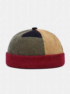 Kvinner Og Menn Corduroy Flerfarget Patchwork Fargemønster Uformell Beanie Utleier Cap Skull Cap