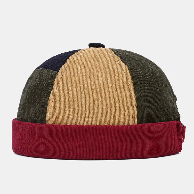 Kvinner Og Menn Corduroy Flerfarget Patchwork Fargemønster Uformell Beanie Utleier Cap Skull Cap