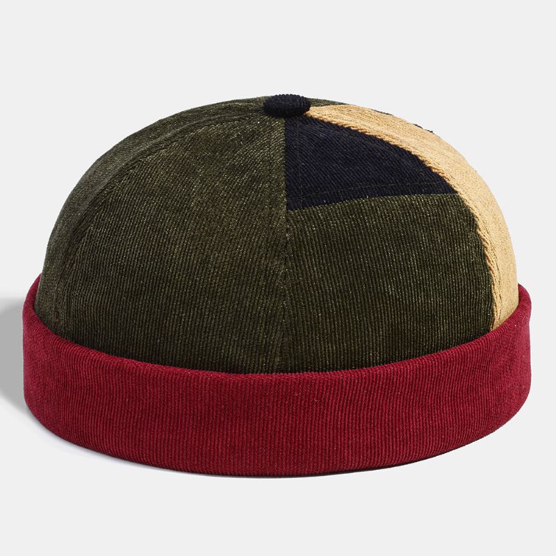 Kvinner Og Menn Corduroy Flerfarget Patchwork Fargemønster Uformell Beanie Utleier Cap Skull Cap