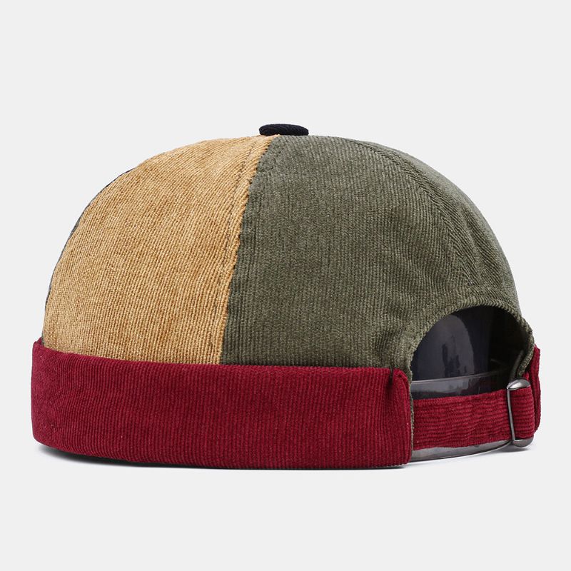 Kvinner Og Menn Corduroy Flerfarget Patchwork Fargemønster Uformell Beanie Utleier Cap Skull Cap