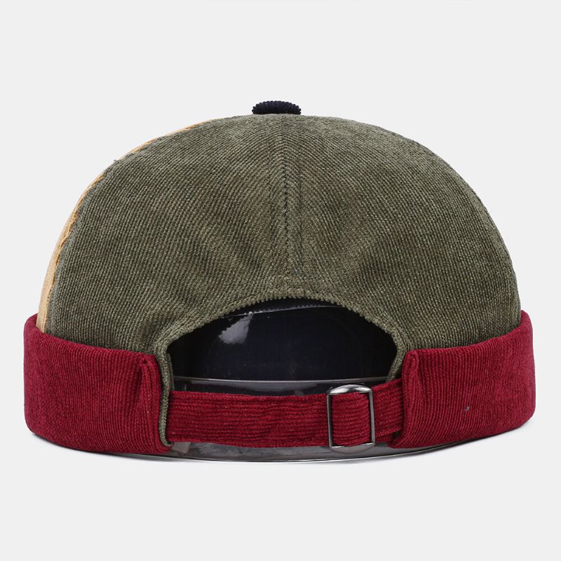 Kvinner Og Menn Corduroy Flerfarget Patchwork Fargemønster Uformell Beanie Utleier Cap Skull Cap