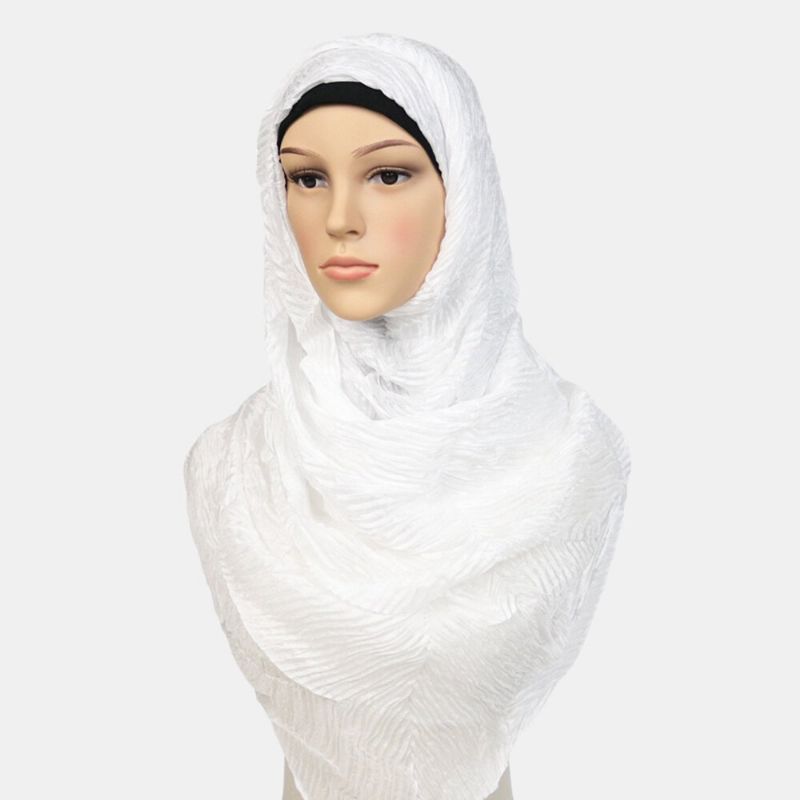 Kvinner Polyester Ensfarget Silke Muslim Etnisk Turban Hijab