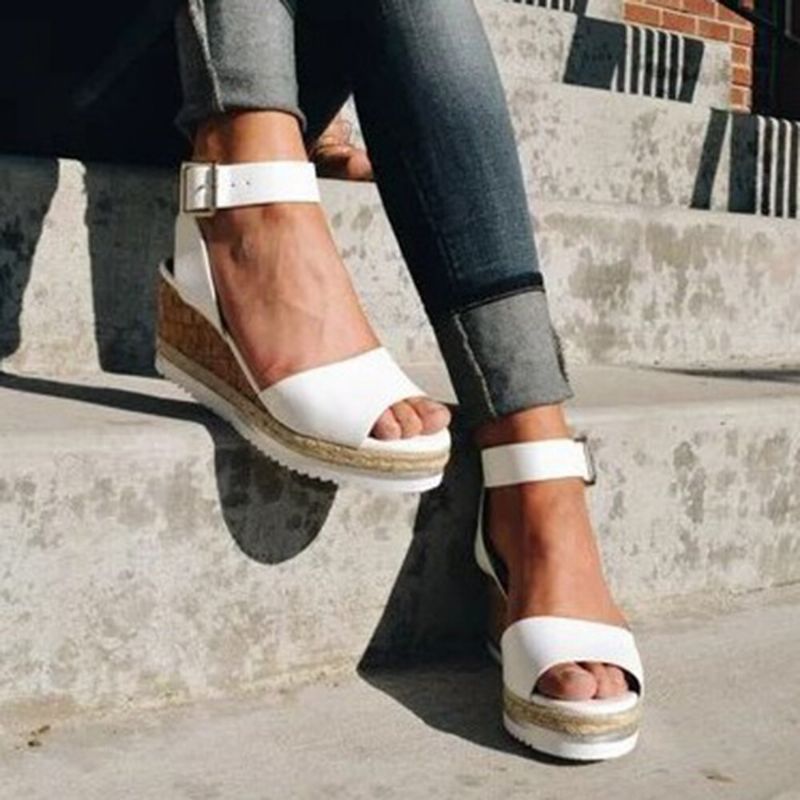 Kvinner Sklisikre Spenne Strsap Casual Platform Wedges Sandaler