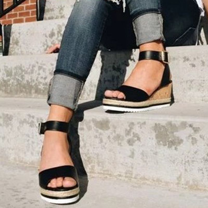 Kvinner Sklisikre Spenne Strsap Casual Platform Wedges Sandaler