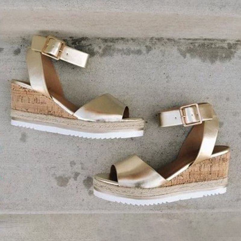 Kvinner Sklisikre Spenne Strsap Casual Platform Wedges Sandaler