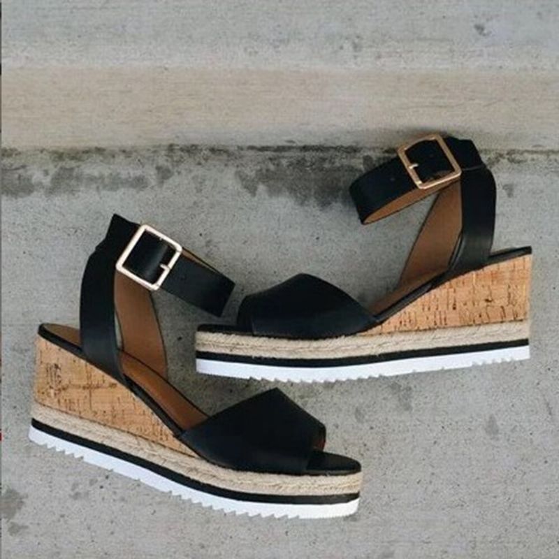 Kvinner Sklisikre Spenne Strsap Casual Platform Wedges Sandaler