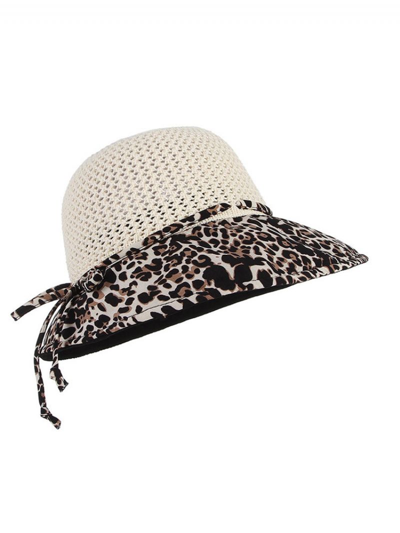 Kvinner Sommer Pustende Vogue Leopard Solkrem Bøtte Hat Utendørs Uformell Reise Strand Hav Hat