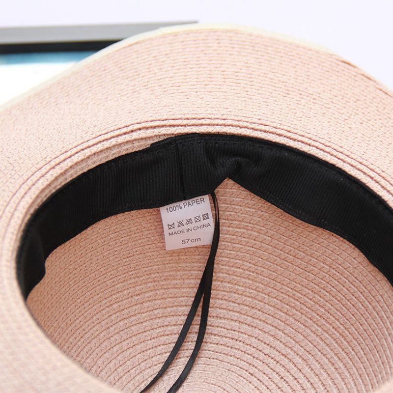 Kvinner Sommer Sammenleggbar Solid Panama Style Strand Stråhatt Uformell Reise Bred Brim Visir Solhatt