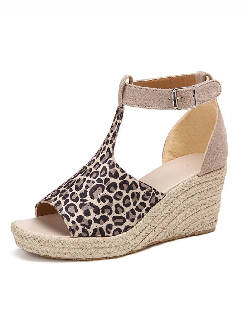 Kvinner Spenne Strap Plattform Comfy Wedges Casual Espadrilles Sandaler