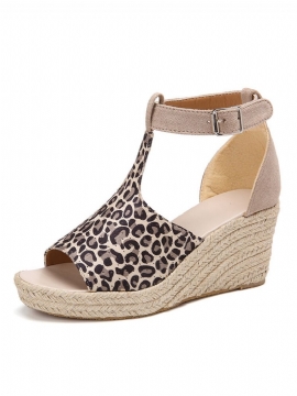 Kvinner Spenne Strap Plattform Comfy Wedges Casual Espadrilles Sandaler