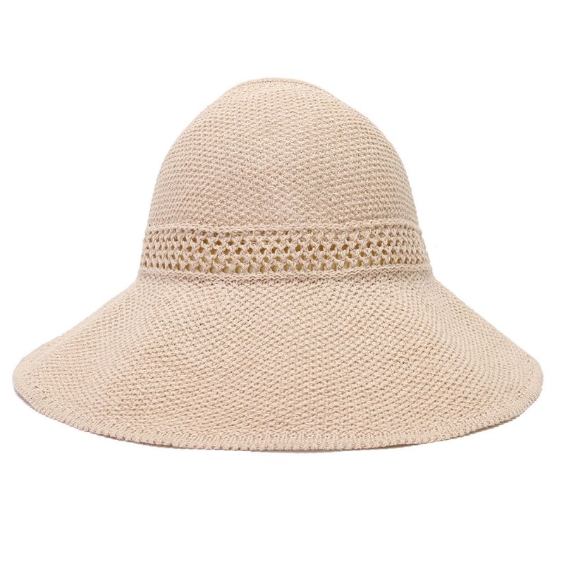 Kvinner Uv-beskyttelse Stråhatt Bred Brem Bøttehatter Runde Flate Capser Beach Holiday Cap