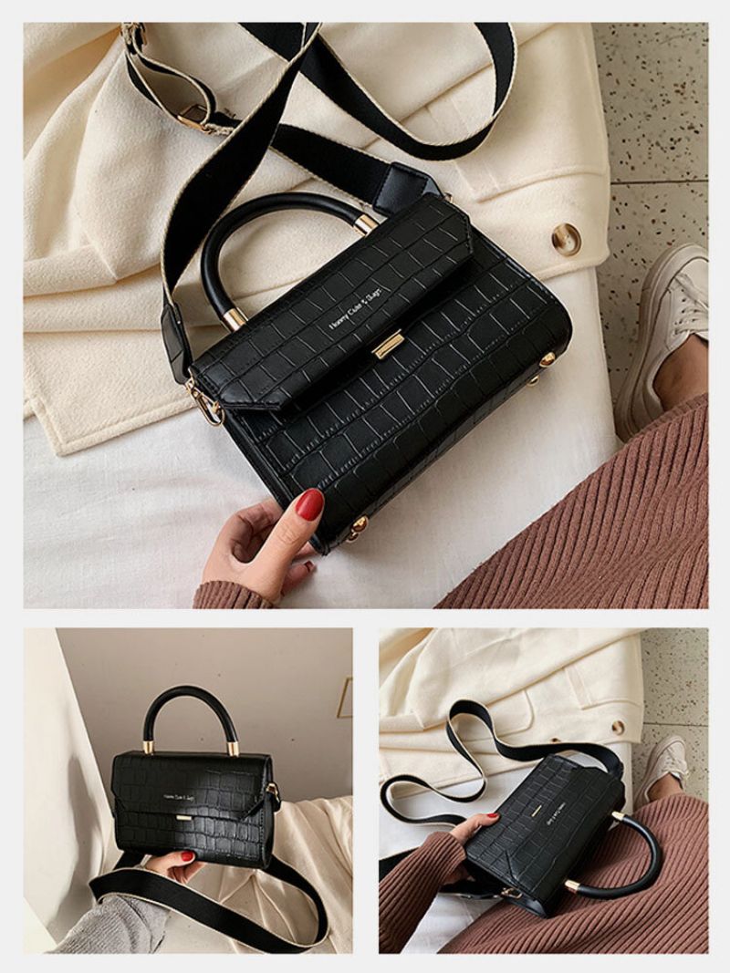 Kvinner Vintage Alligator Grained Handbag Crossbody Bag