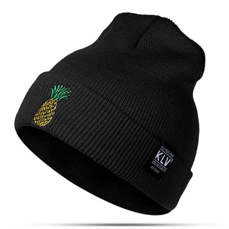 Kvinner Vinter Ananas Broderte Strikkede Luer Uformell Varm Skullies Beanies Caps