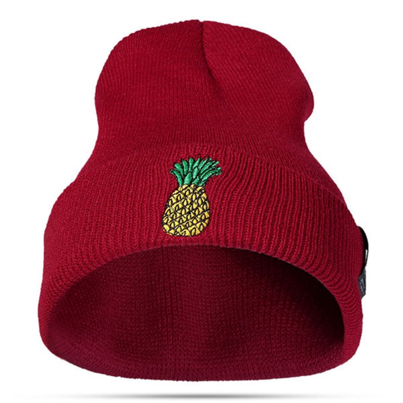 Kvinner Vinter Ananas Broderte Strikkede Luer Uformell Varm Skullies Beanies Caps