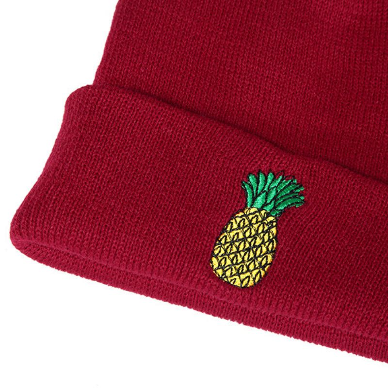 Kvinner Vinter Ananas Broderte Strikkede Luer Uformell Varm Skullies Beanies Caps