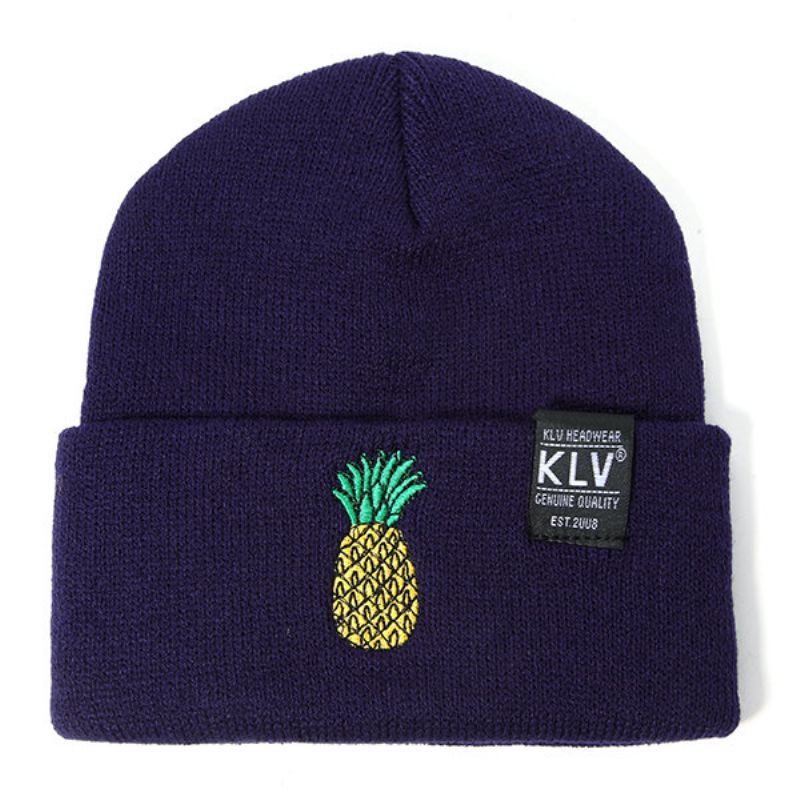 Kvinner Vinter Ananas Broderte Strikkede Luer Uformell Varm Skullies Beanies Caps