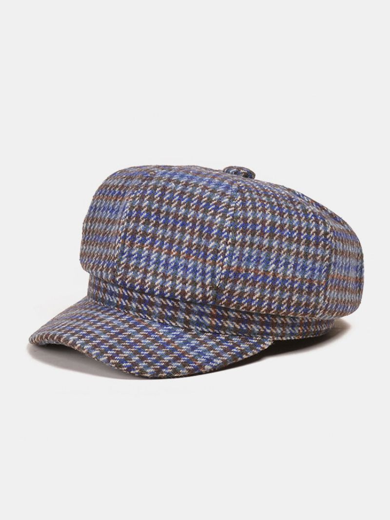 Kvinners Imitert Skinn Utendørs Retro Casual Åttekant Lue Beret Flat Cap