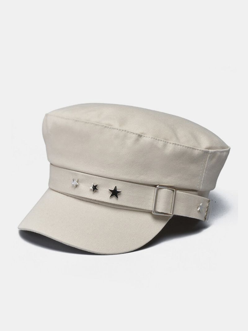 Kvinners Imitert Skinn Utendørs Retro Casual Åttekant Lue Beret Flat Cap