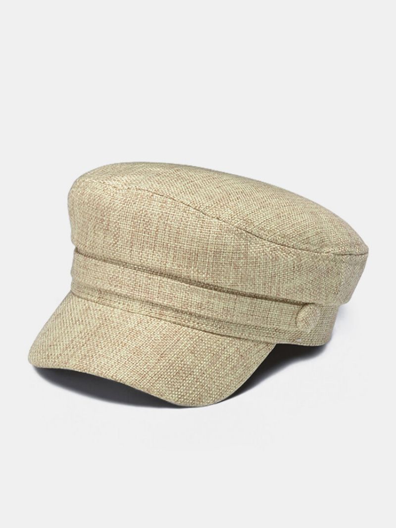 Kvinners Imitert Skinn Utendørs Retro Casual Åttekant Lue Beret Flat Cap