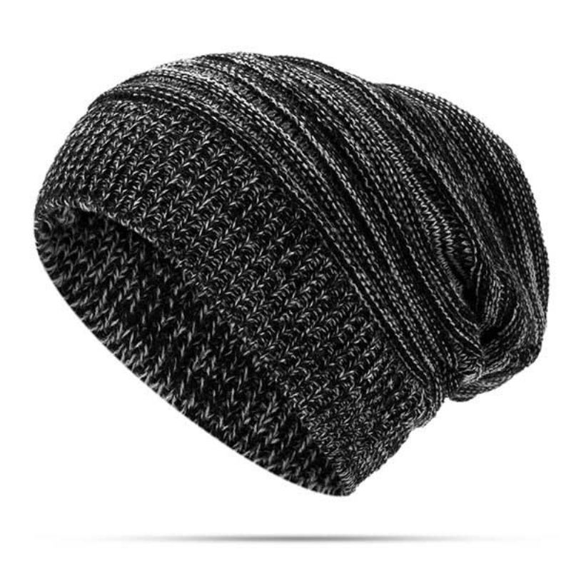 Kvinners Solid Stripe Strikket Skullies Beanie Lue Casual Ørebeskyttelse Vindtett Varm Utendørs Lue