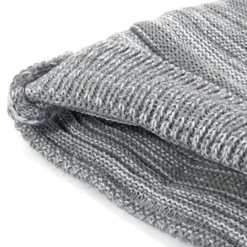 Kvinners Solid Stripe Strikket Skullies Beanie Lue Casual Ørebeskyttelse Vindtett Varm Utendørs Lue