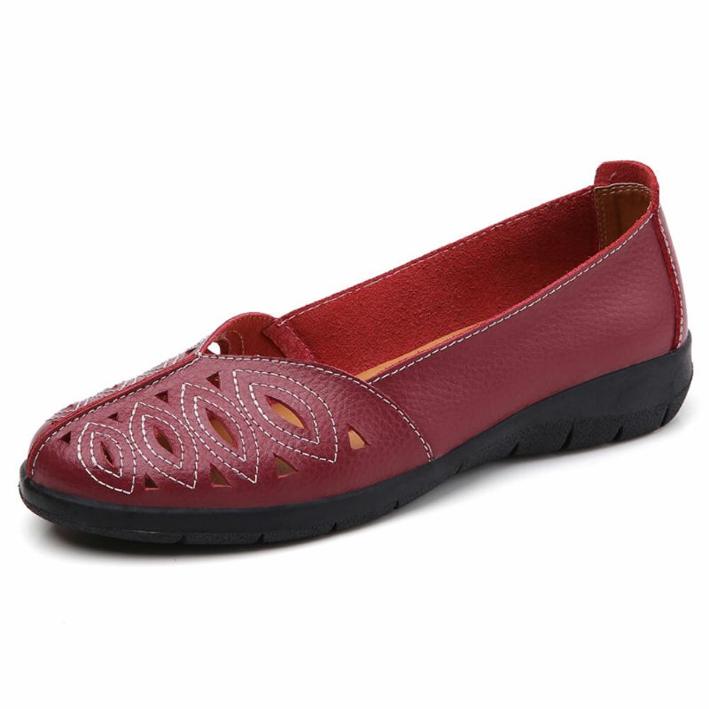 Kvinnersømmer Hule Komfortable Pustende Sklisikre Uformelle Slip-on-loafers