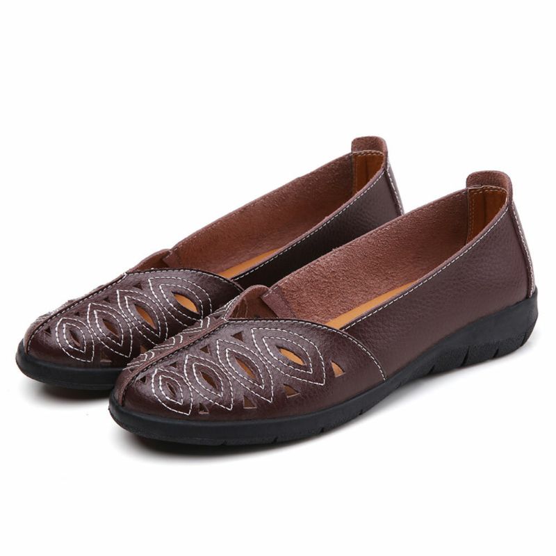 Kvinnersømmer Hule Komfortable Pustende Sklisikre Uformelle Slip-on-loafers