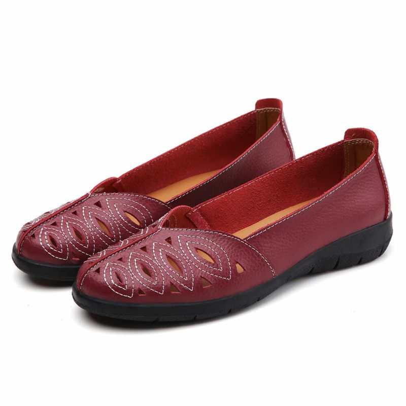 Kvinnersømmer Hule Komfortable Pustende Sklisikre Uformelle Slip-on-loafers